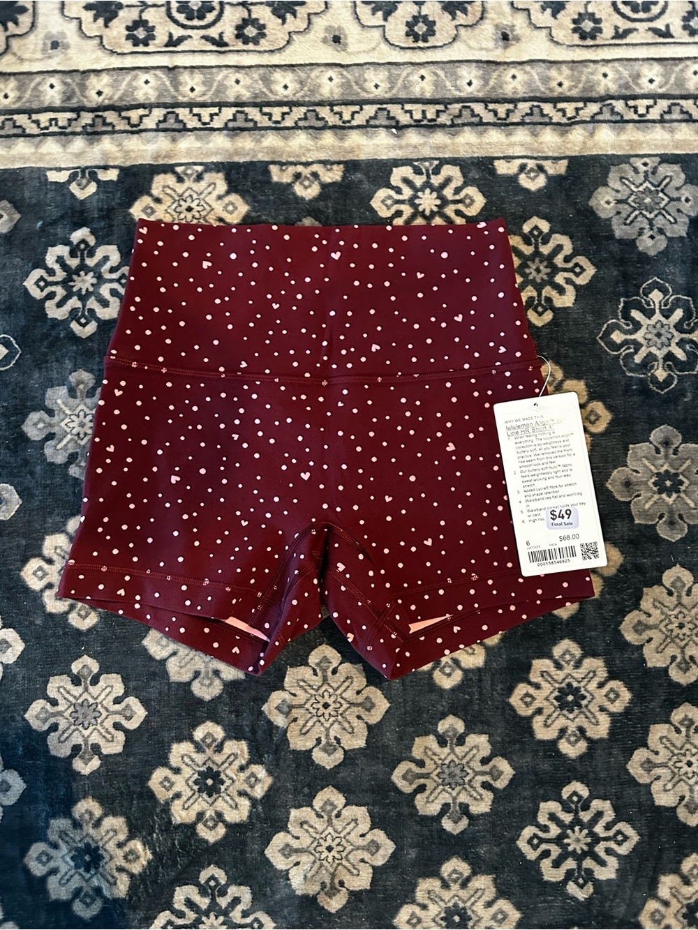 SOLD OUT - Lululemon Align No Line HR Short 4” - Burgundy Bay/ Hearts - NWT